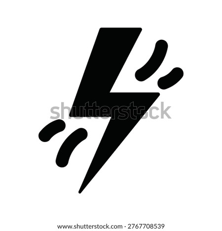 Bold black bolt icon with motion lines on a white background. This graphic signifies power, speed, and innovation. Ideal for tech startups, energy sector marketing, or dynamic website elements.