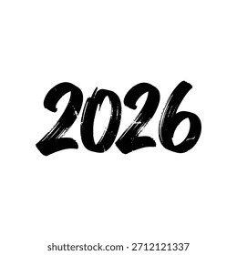 Negrita trazo de pincel negro 2026 texto moderno grunge diseño de año nuevo