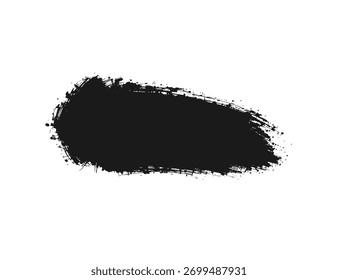 Fett schwarzer Pinselstrich Splash auf weißem Hintergrund für kreatives Design und Kunstprojekte.
