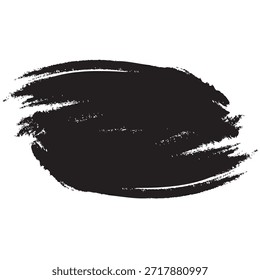 Un trazo de pincel negro audaz con textura visible y bordes ásperos, aislado sobre un fondo blanco.