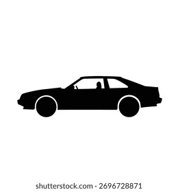 A bold, black car presented in a striking silhouette style.