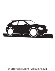 Bold Black Car Silhouettes with Exaggerated Wheels and Simplified Cartoonish Shapes