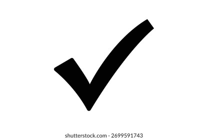 Bold Black Check Mark Isolated on White Background Symbolizing Approval