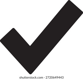 Ícone de marca de seleção preta em negrito simbolizando aprovação, confirmação, sucesso, conclusão e validação. Perfeito para IU, lista de verificação, conclusão de tarefas, verificação e conceitos de garantia de qualidade.
