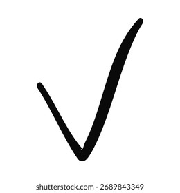 Bold black checkmark signifies completion, success, and agreement with a clean, modern aesthetic.
