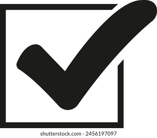 Bold black checkmark in a square outline - stock vector