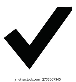 Bold black checkmark symbol on white background tick desig