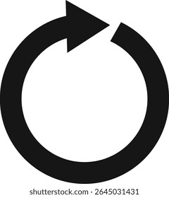 Bold, black circular arrow symbolizes repetition, renewal, and the ongoing nature of a process, emphasizing the concept of continuous flow and cyclical movement