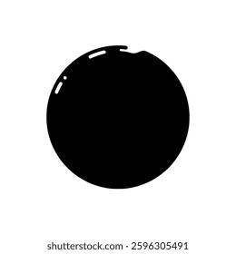Bold black circular shape with glossy highlight effect. Perfect for logos, backgrounds, minimal designs, abstract artwork, and graphic elements. A high-quality vector for versatile design use