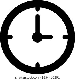 Bold Black Clock Icon Time Management Design
