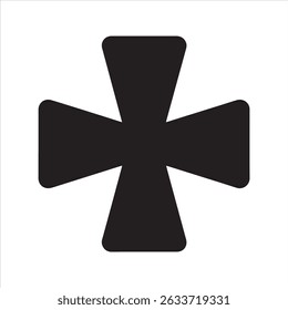 Bold Black Cross Silhouette Icon with White Outline – Medical or Military Symbol on Transparent Background