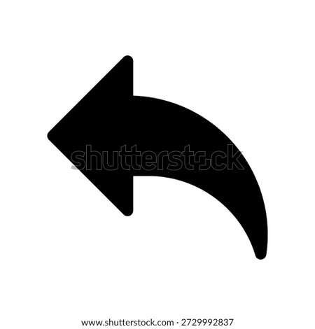 Bold Black Curved Undo Arrow Icon Pointing Left for Backward Action UI