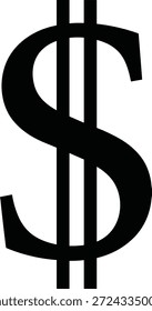 Ilustración vectorial negra audaz de la muestra del dólar en el fondo blanco, ideal para las finanzas, el comercio, el Precios, el dinero, y los temas de la economía