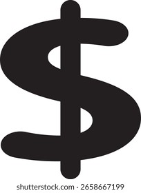 Negrito Preto Dólar símbolo Design em um fundo branco
