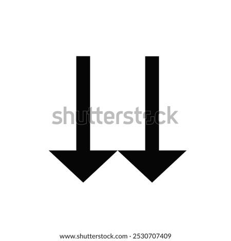 Bold black double arrow symbol pointing down.