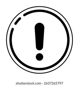 Bold Black Exclamation Mark in Circular Alert Icon