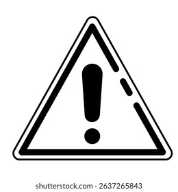 Bold Black Exclamation Mark in Dashed-Line Triangle Warning Sign