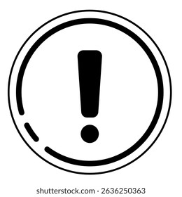 Bold Black Exclamation Mark in Double Circle Alert Icon