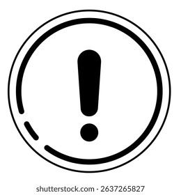 Bold Black Exclamation Mark in Double Circle Icon