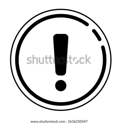 Bold Black Exclamation Mark in Double Circle Icon