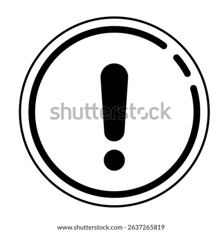 Bold Black Exclamation Mark in Double Circle Icon