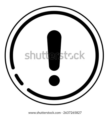 Bold Black Exclamation Mark in Double Circle Icon