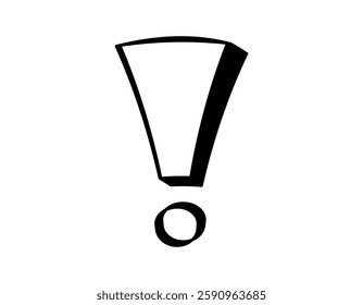 A bold black exclamation mark on a clean white background symbolizes emphasis or attention.
