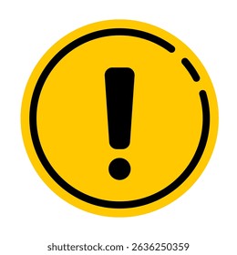 Bold Black Exclamation Mark in Yellow Circular Warning Sign