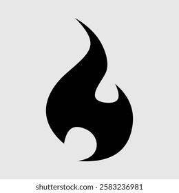 A bold black flame silhouette with a modern, abstract design. Ideal for tattoo art, logo design, fire-themed graphics, and minimalist illustrations. Simple yet powerful vector symbol of energy