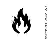 Bold black flame stencil graffiti with authentic spray paint texture
