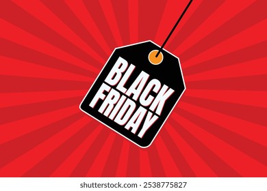 Um design arrojado de etiqueta Black Friday com tipografia atraente e cores impressionantes, perfeito para destacar vendas e descontos especiais.