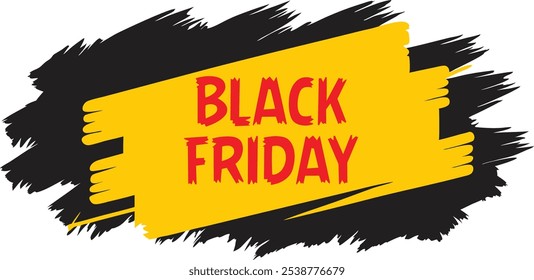 Un atrevido diseño de tipografía Black Friday con un efecto de pincel, añadiendo un aspecto vanguardista y dinámico, ideal para llamar la atención durante las rebajas navideñas.