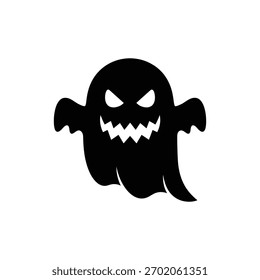 Bold black ghost icon silhouette classic Halloween spooky design