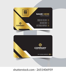 Bold Black and Gold Business Card Template with White Stripe Accent