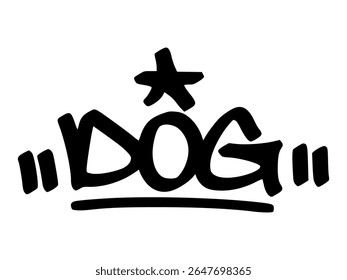 Bold black graffiti tag of “Dog” in hand-drawn urban style. Perfect for pet-themed stickers, streetwear, or digital art with a playful and loyal vibe.