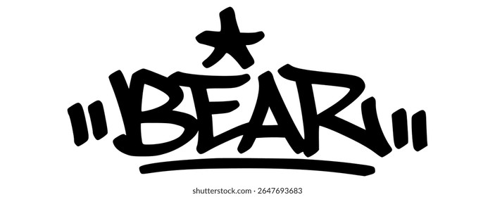 Bold black graffiti-style tag of “Bear” with raw hand-drawn lettering. Urban animal vibe with transparent background, perfect for stickers and apparel design.