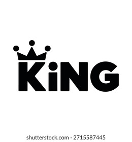 Diseño gráfico negro con una corona sobre la palabra king