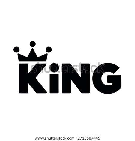 Bold black graphic design featuring a crown above the word king