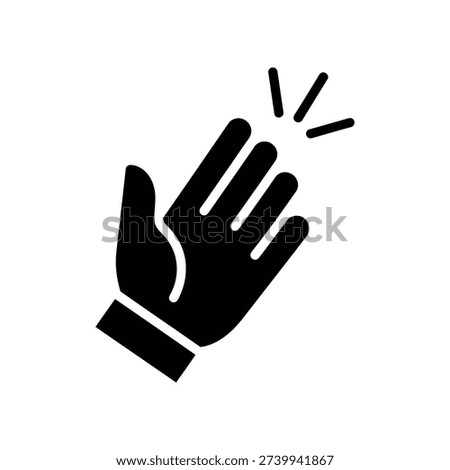 A bold black hand making a victory sign against a clean white background, conveying success, triumph, and positivity in a minimalist style.