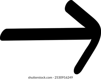 Bold Black Hand-Drawn Arrow, Rightward Direction
