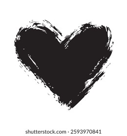 Bold Black Heart Brush Stroke Expressive Love Art with Grunge Texture