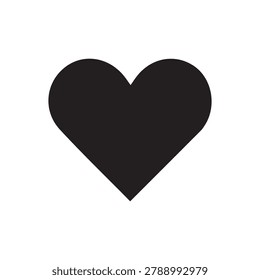 A bold black heart graphic against a pure white backdrop. Clean vector shape ideal for themes of affection romance or health campaigns. Versatile design element.