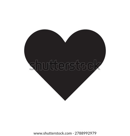 A bold black heart graphic against a pure white backdrop. Clean vector shape ideal for themes of affection romance or health campaigns. Versatile design element.