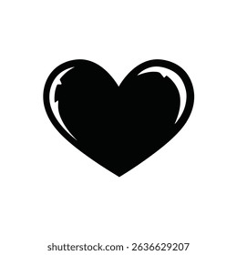 Bold black heart simple love icon graphic.