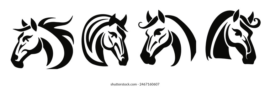 Bold Black Horse Head Logo Design