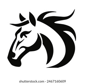 Ein fett schwarzes Pferdekopf Logo