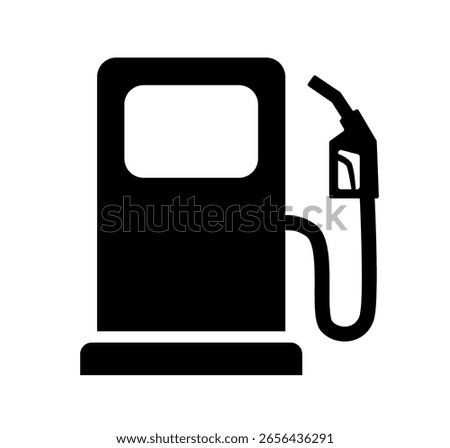 Bold black icon of a gas pump or fuel dispenser, representing fuel, gasoline, petrol and energy. Vector gas station recognizable symbol perfect for applications, transportation and automotive design.