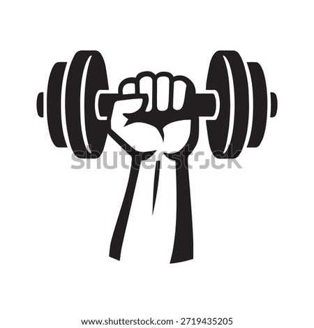 Bold black icon of a hand gripping a dumbbell.
