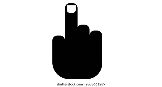 Bold black icon of obscene middlefinger gesture