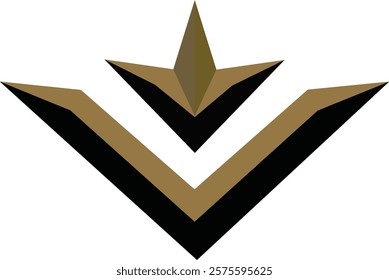 A bold black icon of three arrows